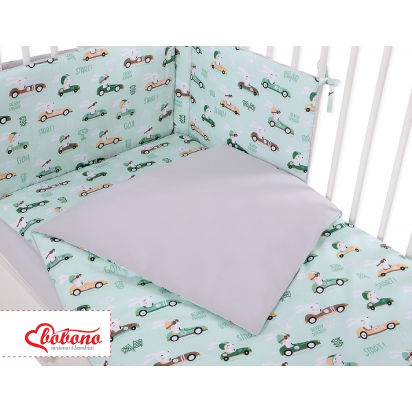 Bettwäsche Set für Babybett 3-tlg - minze Hasen