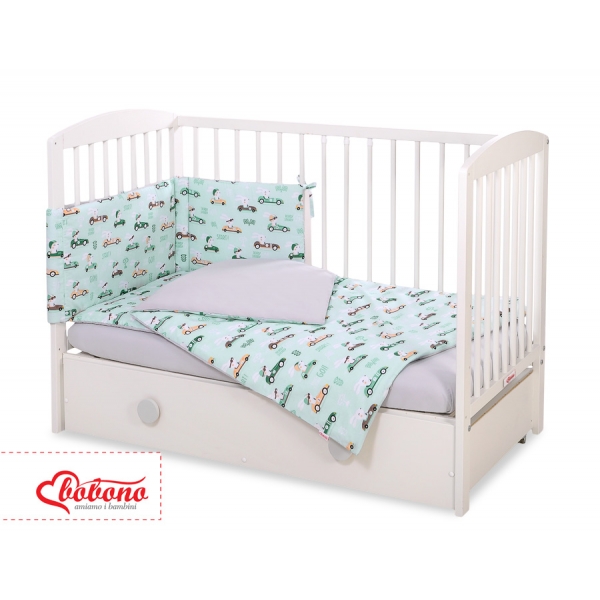 Bettwäsche Set für Babybett 3-tlg - minze Hasen