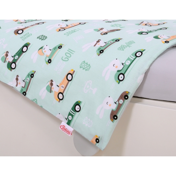 Bettwäsche Set für Babybett 3-tlg - minze Hasen