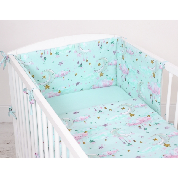 Bettwäsche Set für Babybett 3-tlg - Monde minze