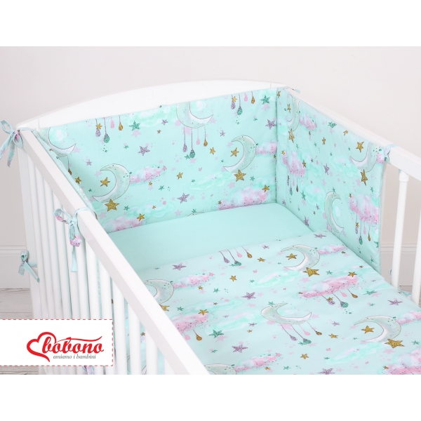 Bettwäsche Set für Babybett 3-tlg - Monde minze