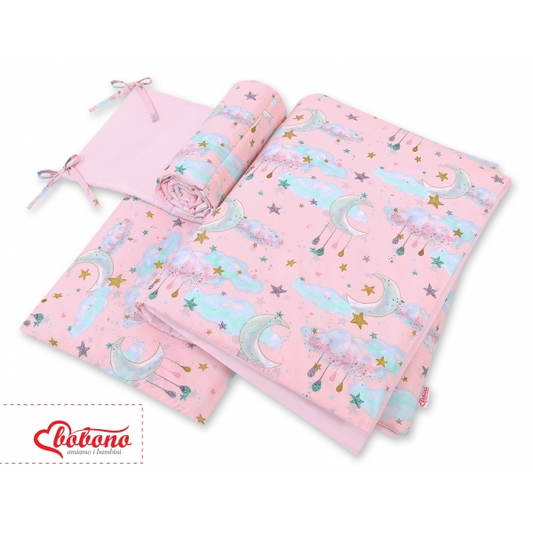 Bettwäsche Set für Babybett 3-tlg - Monde rosa