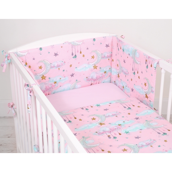 Bettwäsche Set für Babybett 3-tlg - Monde rosa