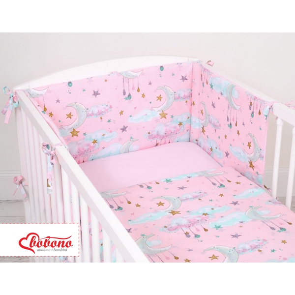 Bettwäsche Set für Babybett 3-tlg - Monde rosa