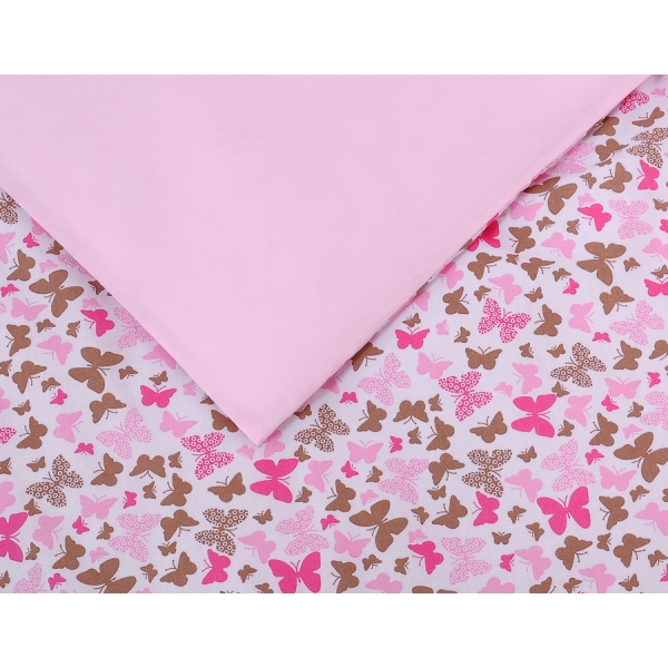 Bettwäsche Set für Babybett 3-tlg - rosa Schmetterlinge