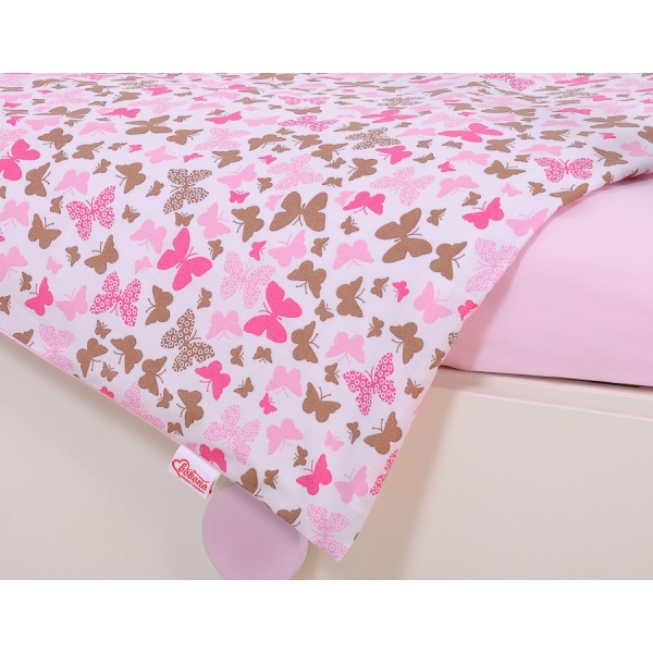 Bettwäsche Set für Babybett 3-tlg - rosa Schmetterlinge