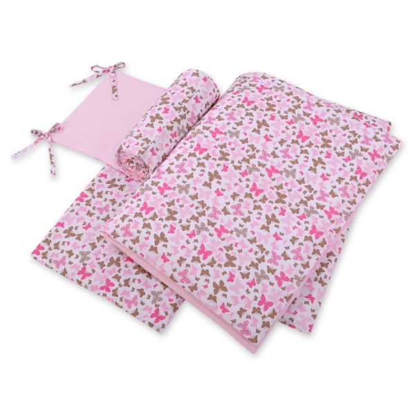 Bettwäsche Set für Babybett 3-tlg - rosa Schmetterlinge