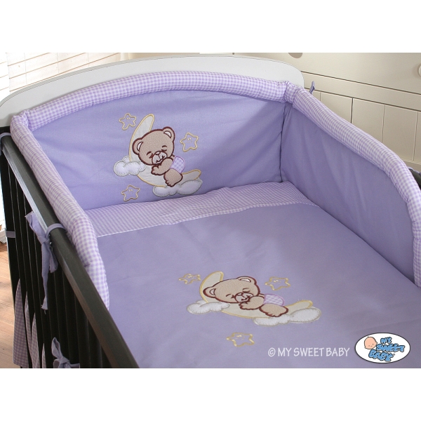 Bettwäsche Set für Babybett 3-tlg (S60) - Gute Nacht lila