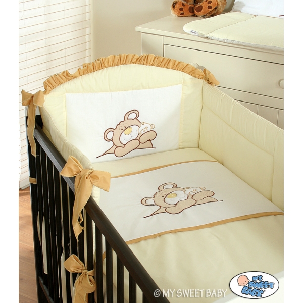Bettwäsche Set für Babybett 3-tlg (S70) - Teddy Bär creme