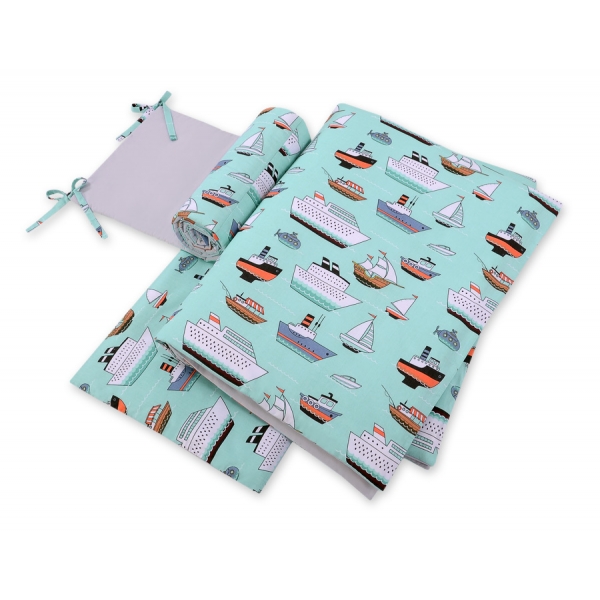 Bettwäsche Set für Babybett 3-tlg - Schiffe minze