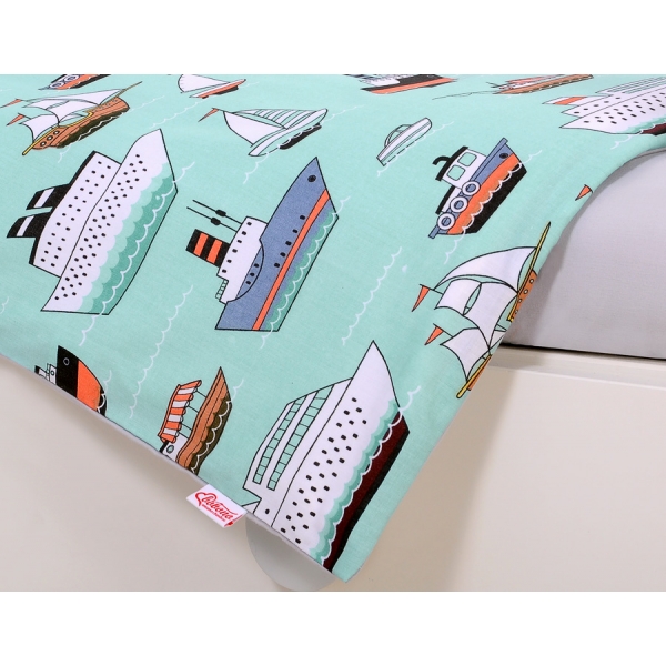 Bettwäsche Set für Babybett 3-tlg - Schiffe minze