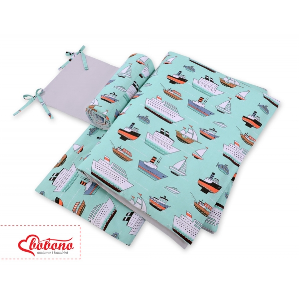 Bettwäsche Set für Babybett 3-tlg - Schiffe minze