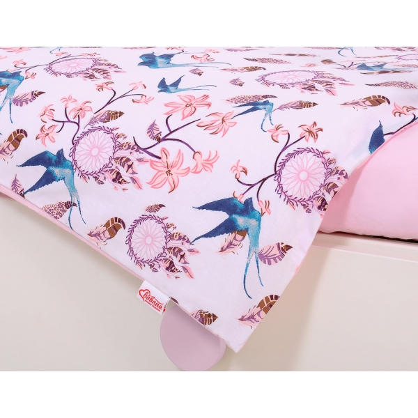 Bettwäsche Set für Babybett 3-tlg - Schwalben blau
