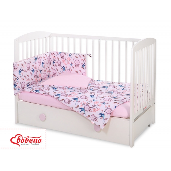 Bettwäsche Set für Babybett 3-tlg - Schwalben blau