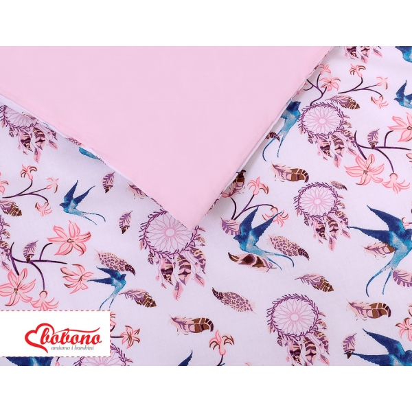 Bettwäsche Set für Babybett 3-tlg - Schwalben blau