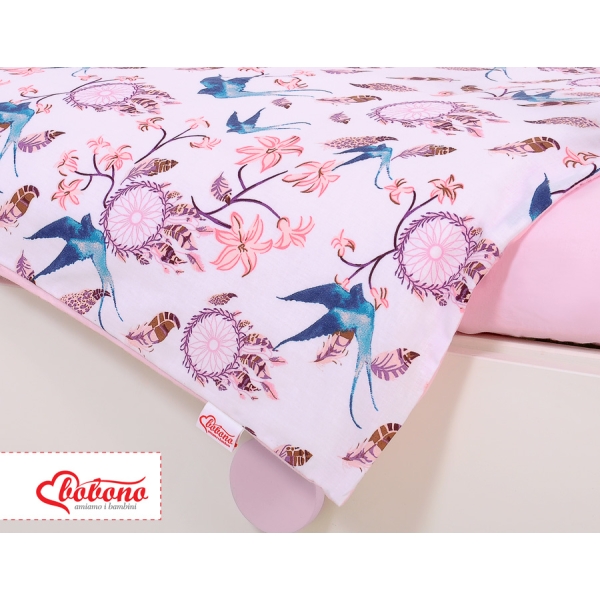 Bettwäsche Set für Babybett 3-tlg - Schwalben blau