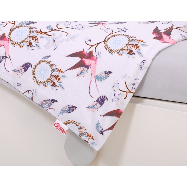 Bettwäsche Set für Babybett 3-tlg - Schwalben rosa