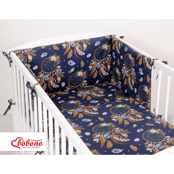 Bettwäsche Set für Babybett 3-tlg - Traumfänger dunkelblau