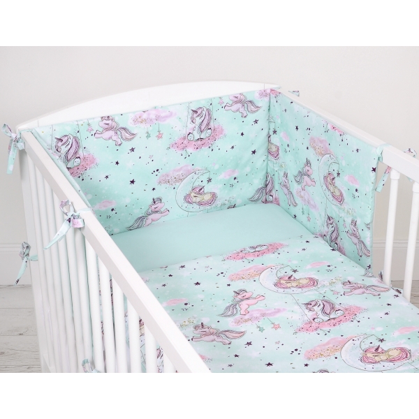 Babybett Bettwäsche Set mit Bettumrandung