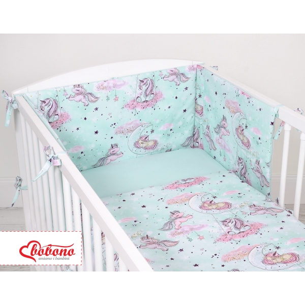 Bettwäsche Set für Babybett 3-tlg - unicorn mint
