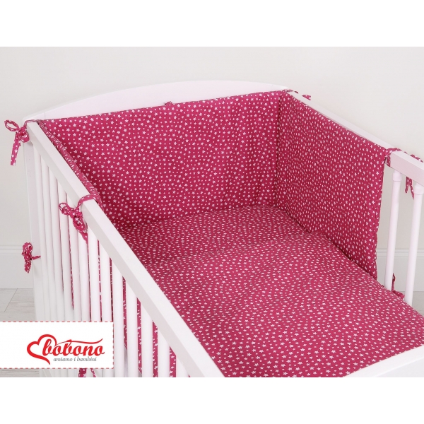 Bettwäsche Set für Babybett 3-tlg - weinrote Sternchen