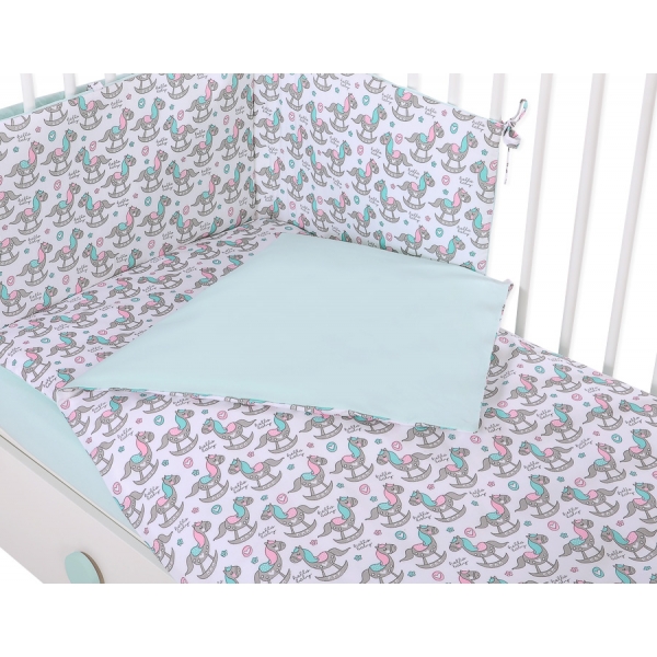 Bettwäsche Set für Gitterbett 3-tlg - Schaukelpferde