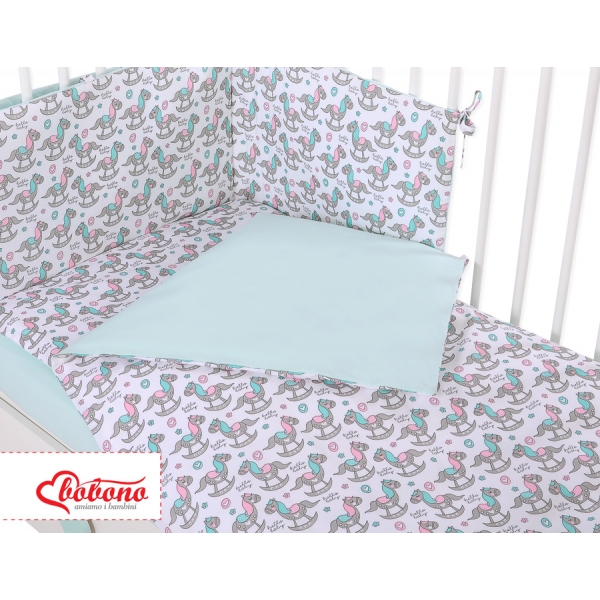 Bettwäsche Set für Gitterbett 3-tlg - Schaukelpferde
