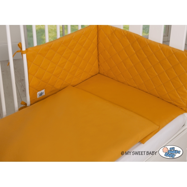 Bettwäsche Set mit Bettumrandung gesteppt  3-tlg - honig gelb