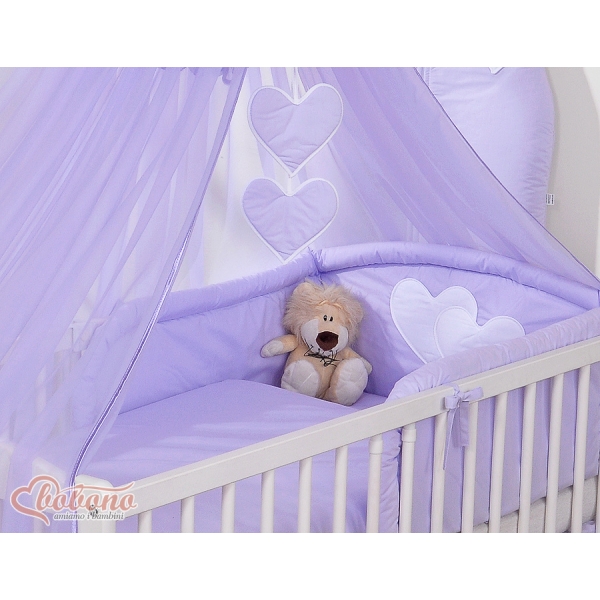 Babybett Garnitur mit Himmel Lila