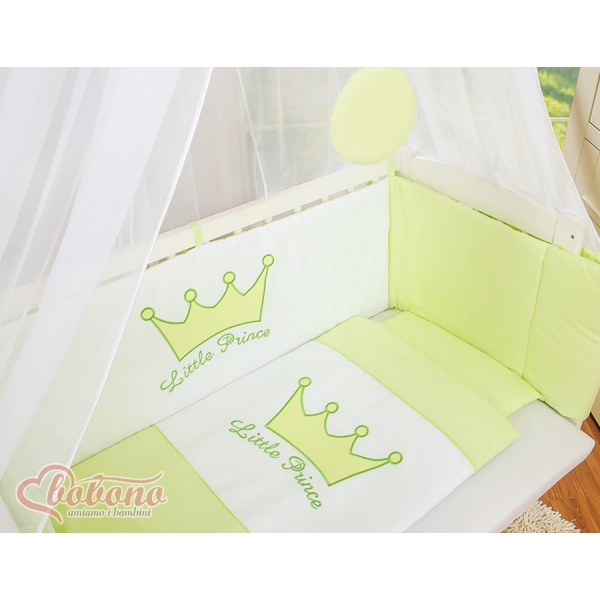 Bettwäscheset 6-tlg für Beistellbett FABIO - Little Prince/Princess grün