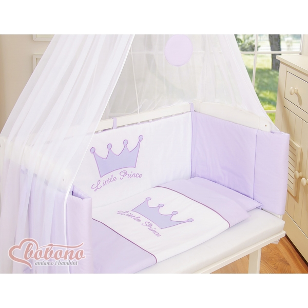 Bettwäscheset 6-tlg für Beistellbett FABIO - Little Prince/Princess lila