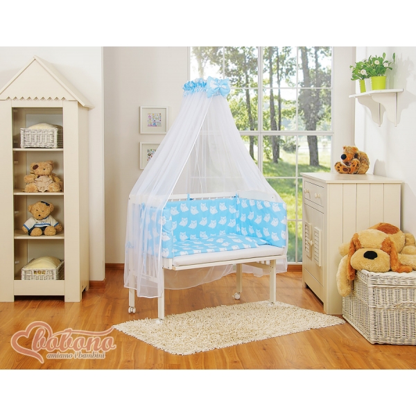 Bettwäscheset 6tlg für Beistellbett FABIO - Basic blue Eulen