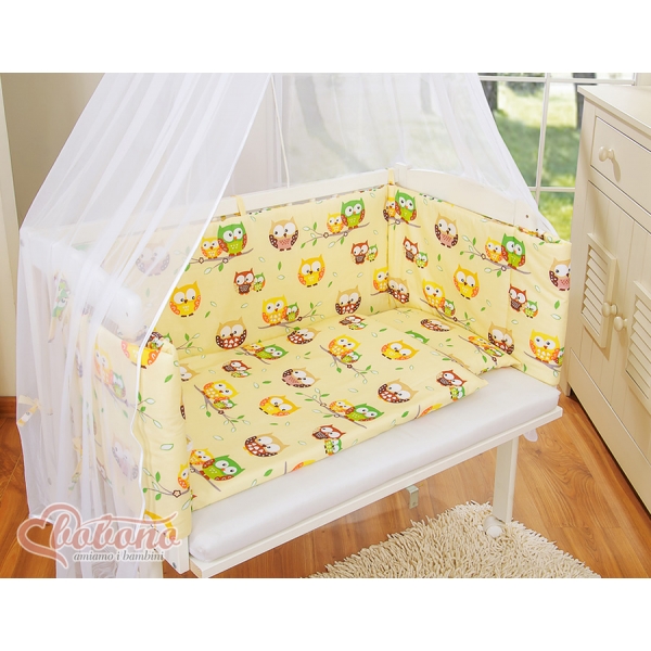 Bettwäscheset 6tlg für Beistellbett FABIO - Basic creme Eulen