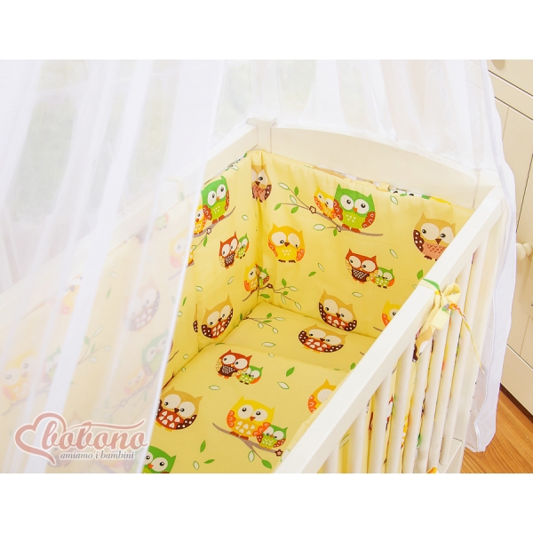 Bettwäscheset 6tlg für Beistellbett FABIO - Basic creme Eulen