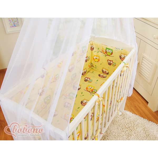 Bettwäscheset 6tlg für Beistellbett FABIO - Basic creme Eulen