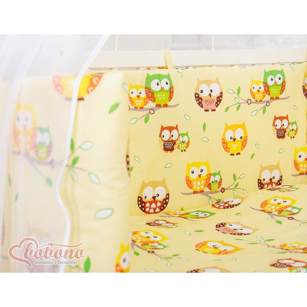 Bettwäscheset 6tlg für Beistellbett FABIO - Basic creme Eulen