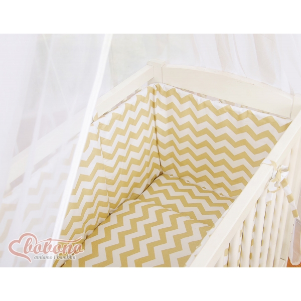 Bettwäscheset 6tlg für Beistellbett FABIO - Basic Zick-Zack - beige