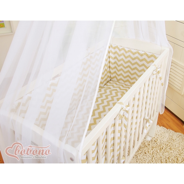 Bettwäscheset 6tlg für Beistellbett FABIO - Basic Zick-Zack - beige