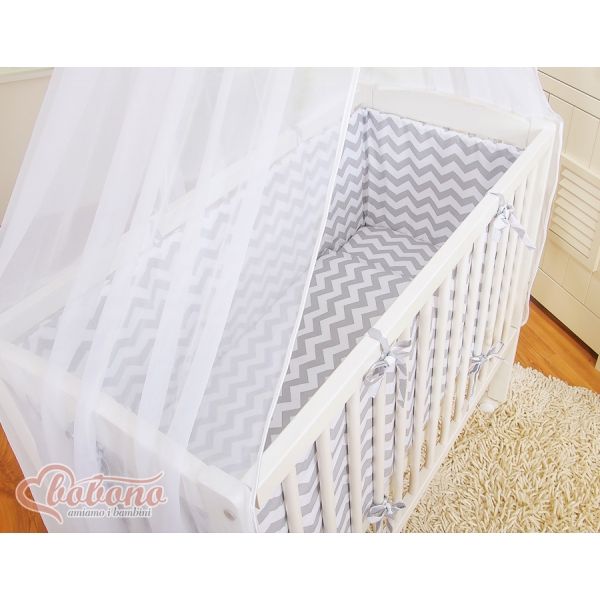 Bettwäscheset 6tlg für Beistellbett FABIO - Basic Zick-Zack - grau