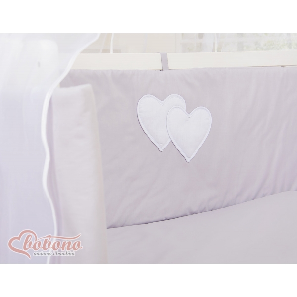 Bettwäscheset 6tlg für Beistellbett FABIO - Hängende Herzen grau