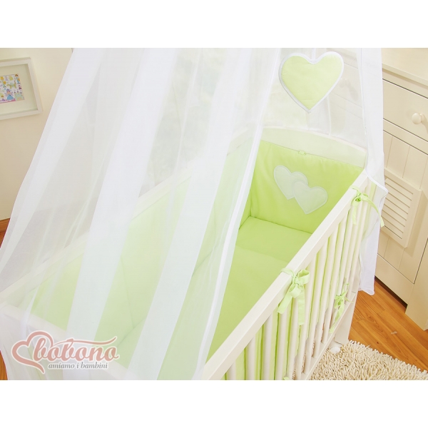 Bettwäscheset 6tlg für Beistellbett FABIO - Hängende Herzen grün
