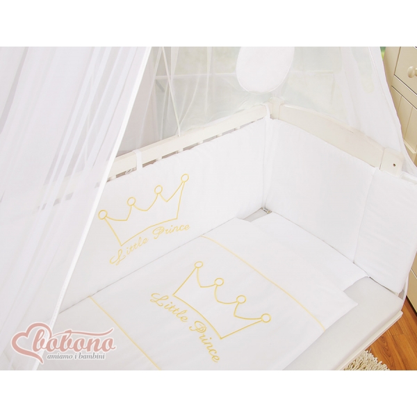 Bettwäscheset 6tlg für Beistellbett FABIO - Little Prince/Princess weiß