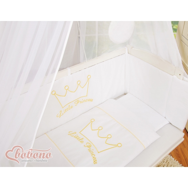 Bettwäscheset 6tlg für Beistellbett FABIO - Little Prince/Princess weiß