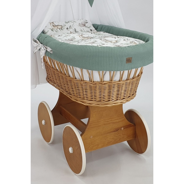 Bettwäsche Set für Stubenwagen mit Himmel auf großen Rädern
