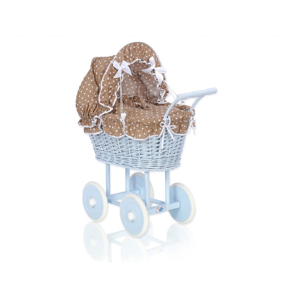 Blau Weide Korb Puppenwagen