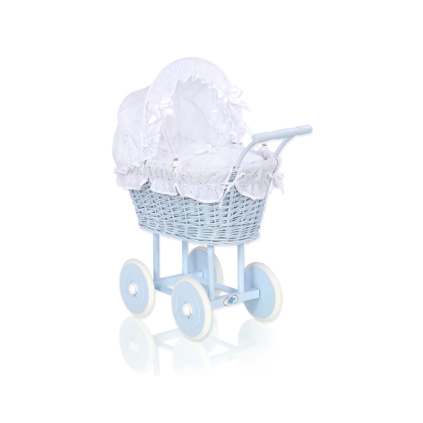 Blau Weide Korb Puppenwagen Weiß Weiß mit Stickerei nr 31699-906