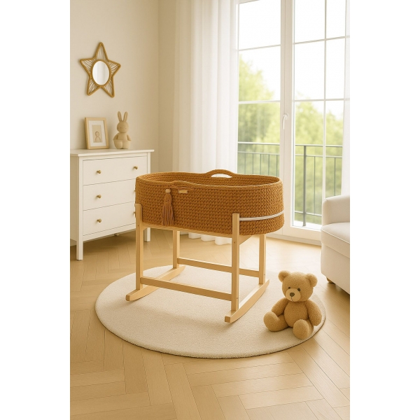 Boho Moseskorb mit Wiege - caramel