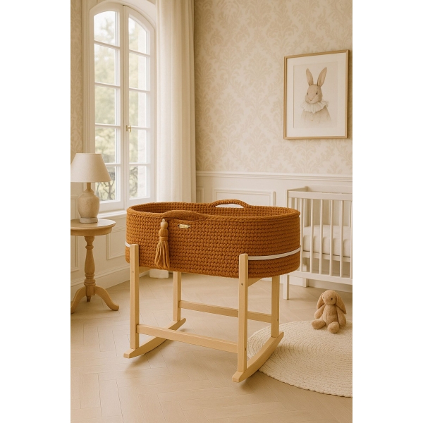 Boho Moseskorb mit Wiege - caramel