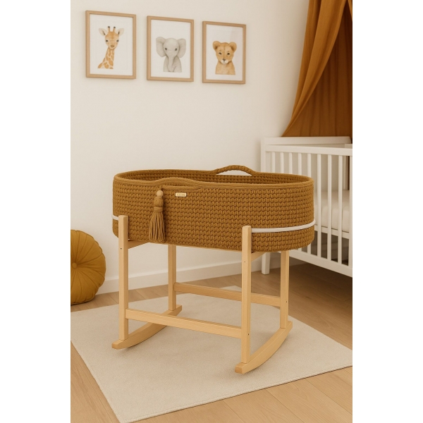 Boho Moseskorb mit Wiege - caramel