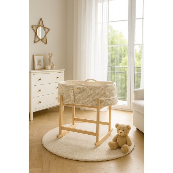 Boho Moseskorb Schaukelfunktion Ständer